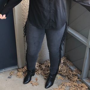 Express Fringe Skinny Jeans